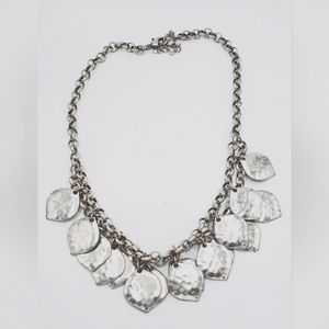 Vintage silvertone drop leaf necklace